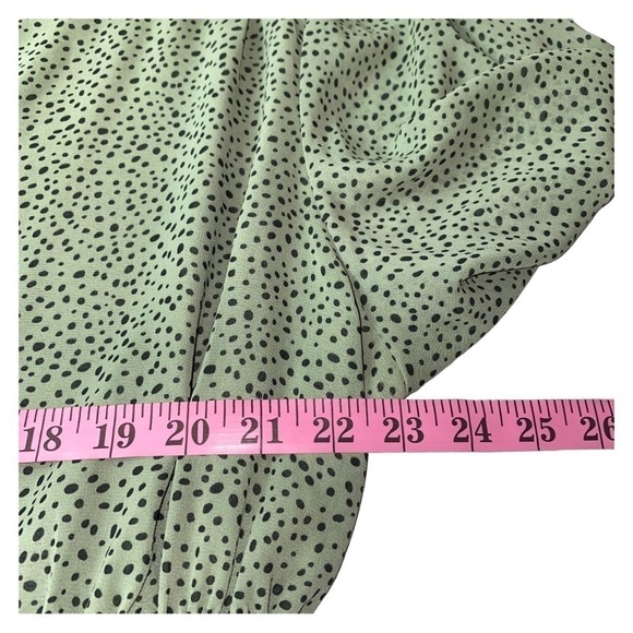 Ellos Plus Size Midi length long sleeve sage green w/black‎ dots print dress - Picture 7 of 9